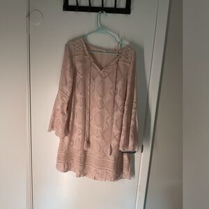 Anthropologie Floreat Bell Sleeve Blush dress